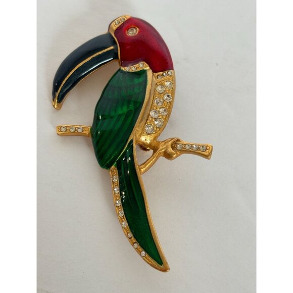 Amanda Smith Brooch Pin Toucan Bird Rhinestone Cruise Tropical Jewelry 3 Inch - Picture 7 of 7